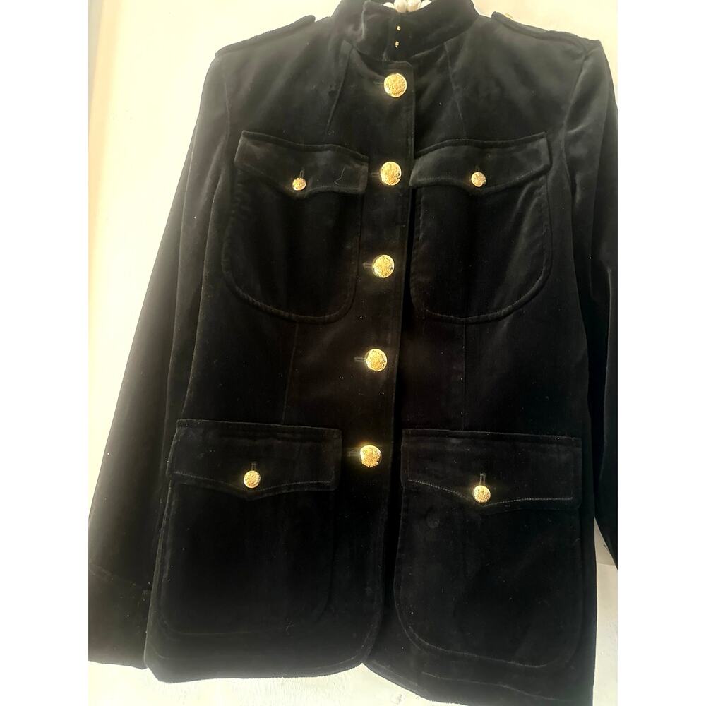 Vintage Lauren Ralph Lauren black velour velvet Safari winter blazer rare sx4